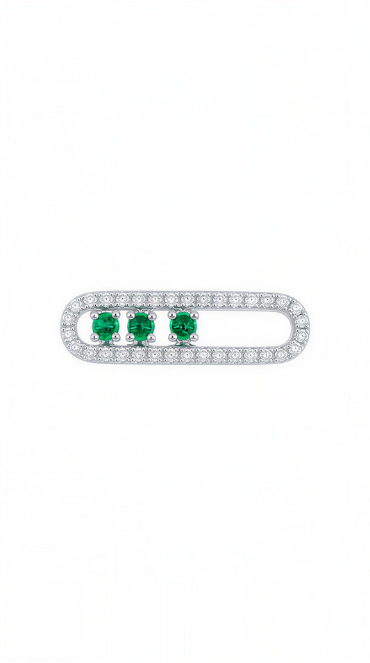 Scroll Emerald Diamond Charm-WK4123RE