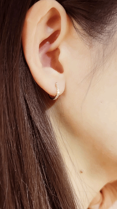 Small Hoop Diamond Earrings (one piece)-WK3785@
