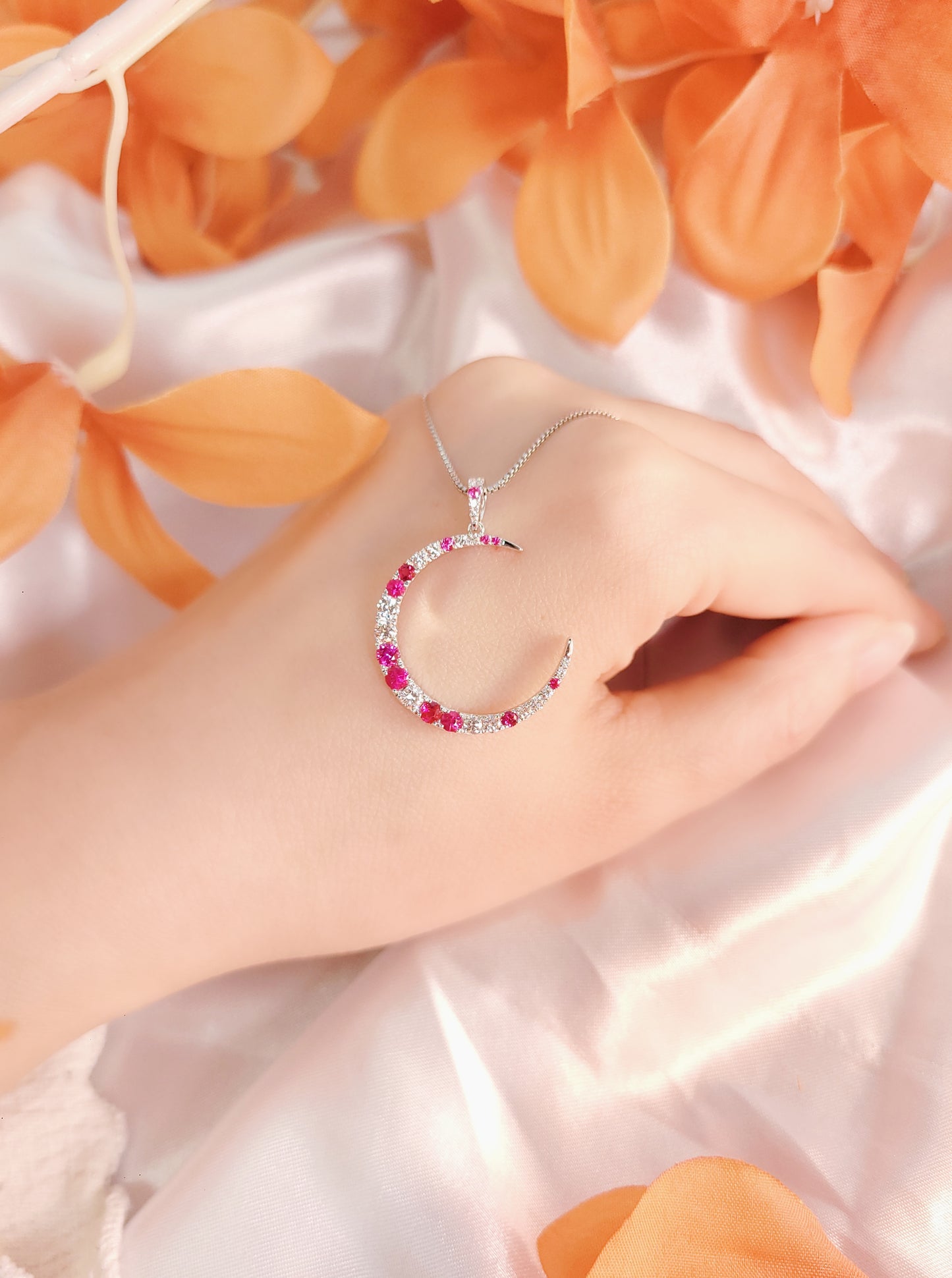 To The Moon and Back Ruby Diamond Pendant-WK3796RR