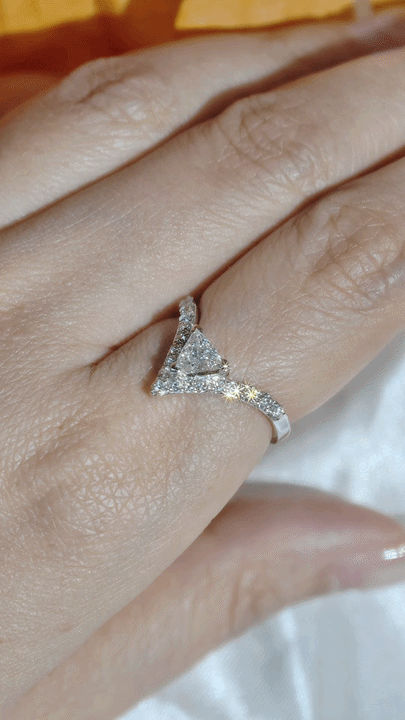 Triangular Brilliant Cut Diamond  Ring-WK3198@