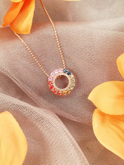 Rainbow Sapphire & Diamond Pendant-WK3850
