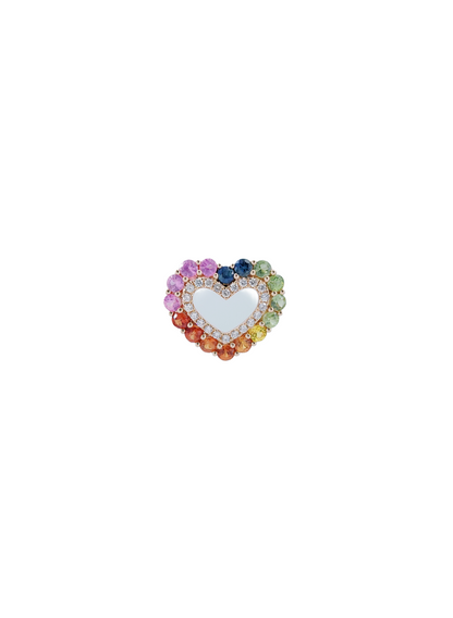 Rainbow Sapphire & Diamond Heart Pendant-WK3856