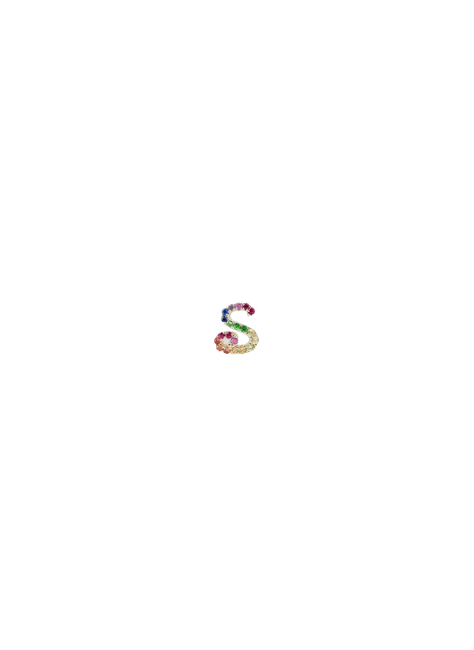 Letter S Colored Gemstones Charme-WK4098S-BE