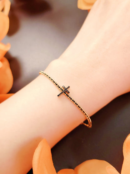 Cross Black Diamond Charm-WK4131@