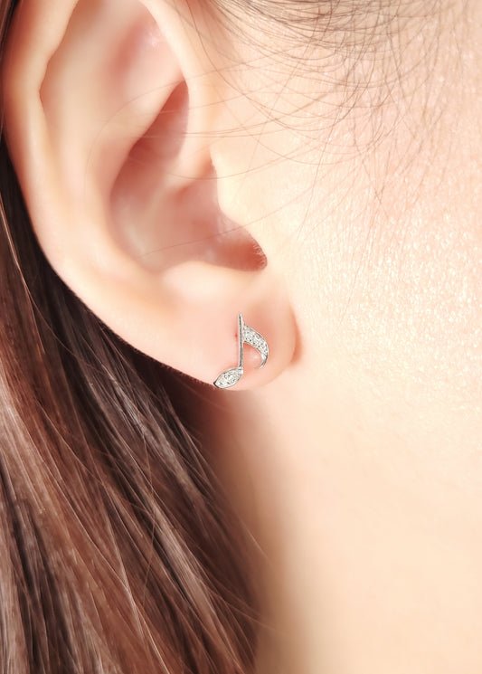 Music Note Diamond Earring (one piece)-WK4147@