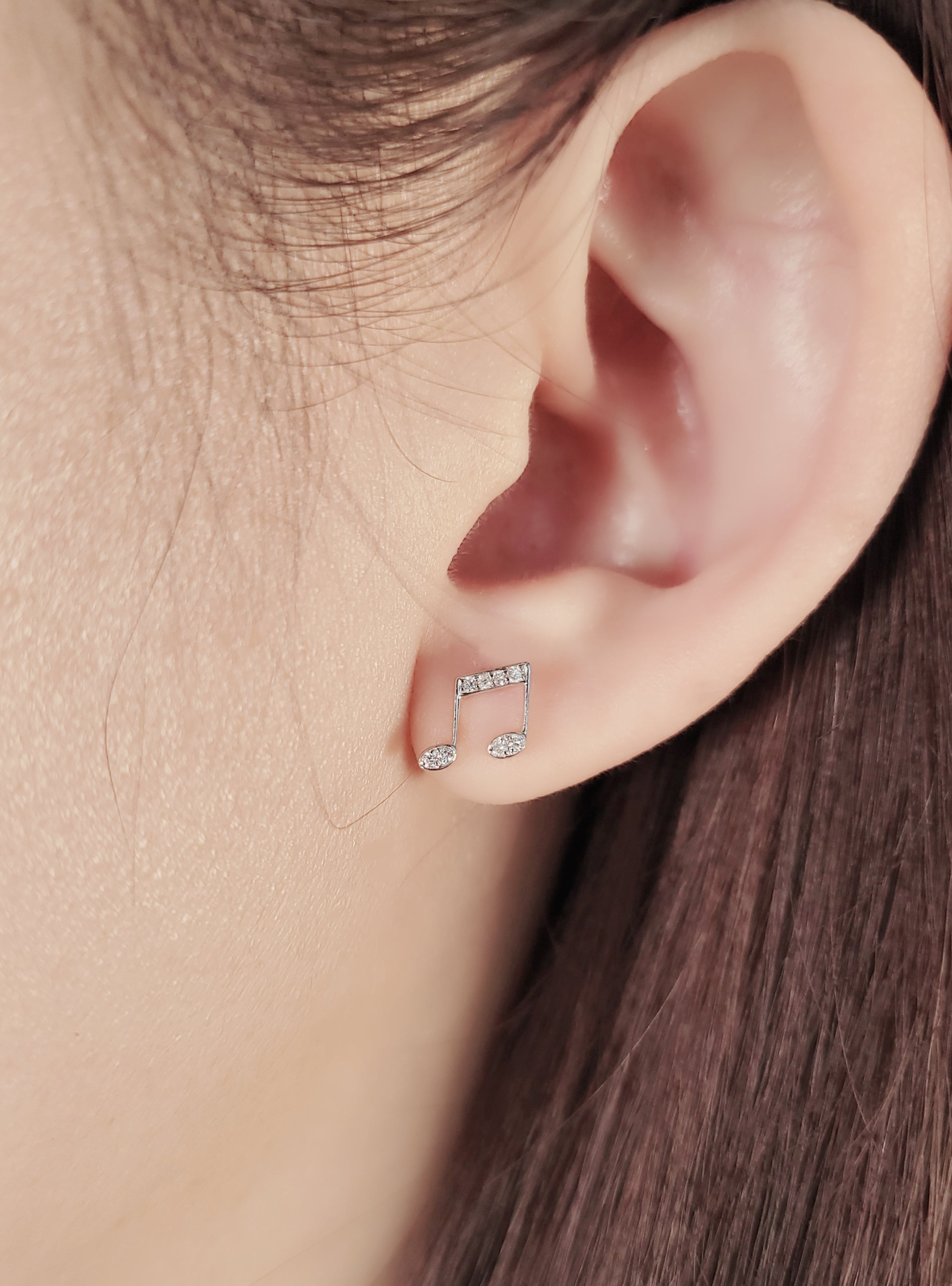 Double Note Diamond Earring (one piece)-WK4148@ – PN Diamond