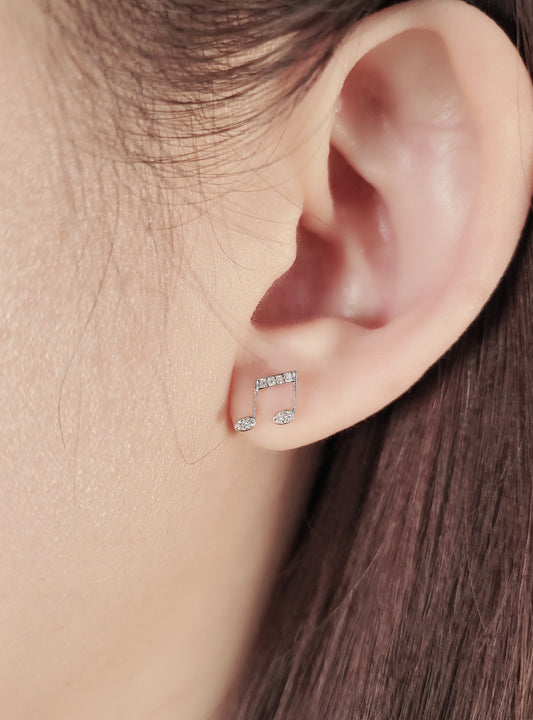 Double Note Diamond Earring (one piece)-WK4148@
