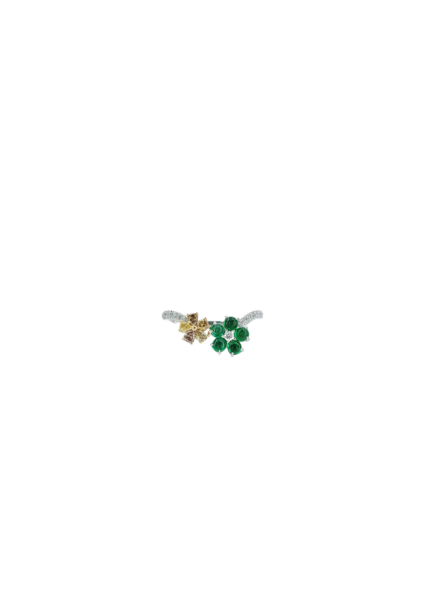 Emerald Yellow Diamond Floers Ring-WK4170