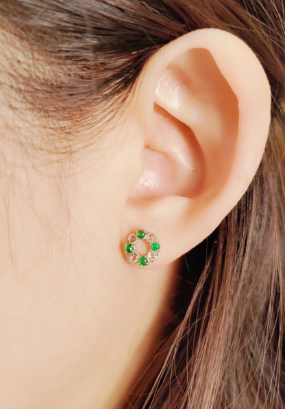 Emerald Diamond Earrings-WK4184