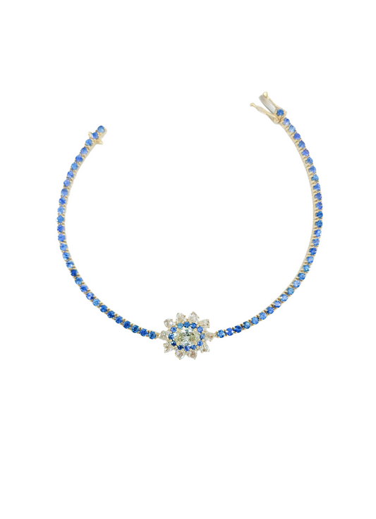 Blue Sapphire and Yellow Diamond Bracelet-WK4218