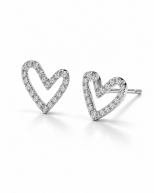 Heart Shape Diamond Earrings-WK4300