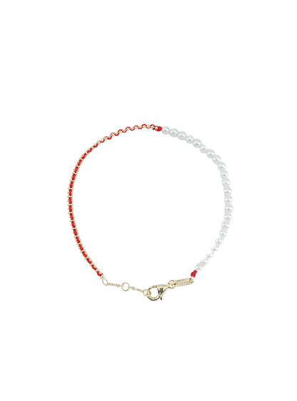 Pearl Red String Bracelet-XH14P@