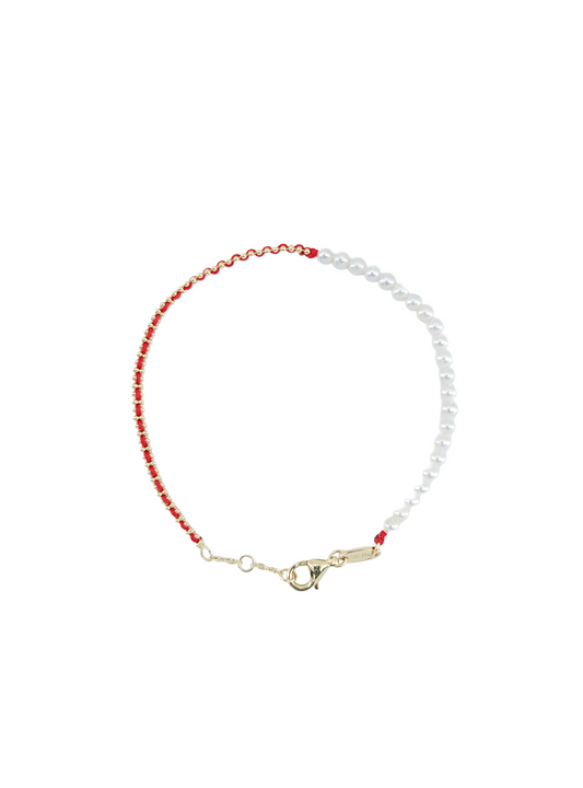 Pearl Red String Bracelet-XH14P@