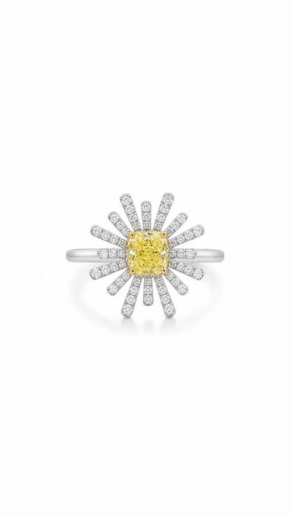 Yellow Diamond Daisy Ring-WK4159
