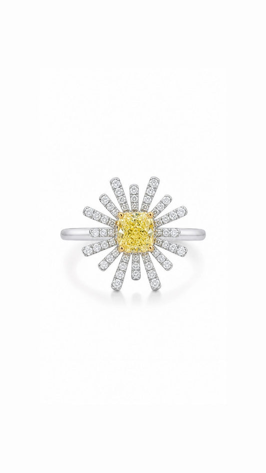 Yellow Diamond Daisy Ring-WK4159