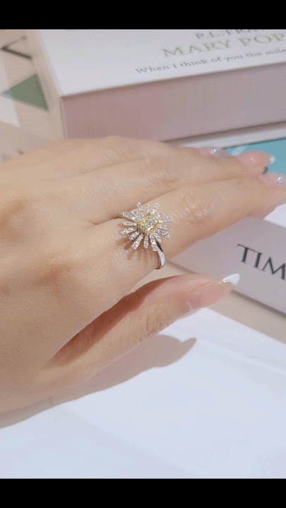 Yellow Diamond Daisy Ring-WK4159