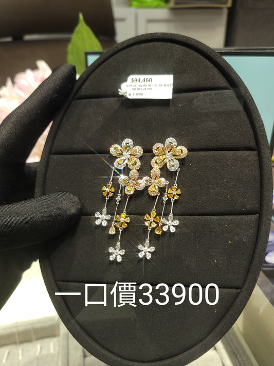 Yellow Diamond Earrings-ZCO00002427