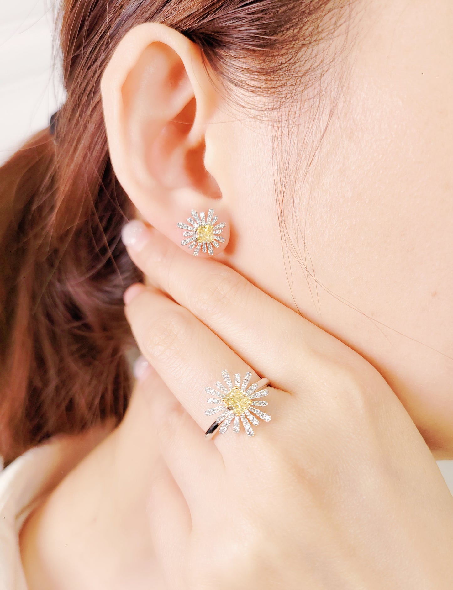 Yellow Diamond Daisy Ring-WK4159