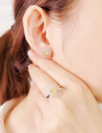 Yellow Diamond Daisy Ring-WK4159