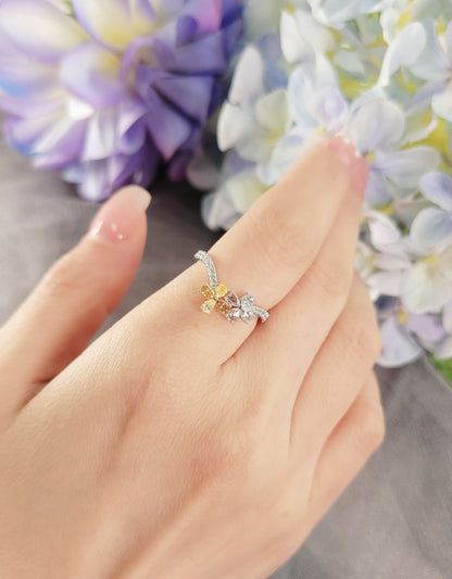Yellow Diamond Floers Ring-WK4174