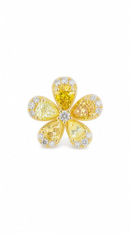 Yellow Diamond Flowers Charm-WK4161