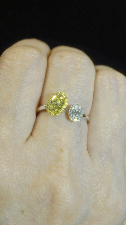 Yellow Diamond & Diamond Ring-WK3234@