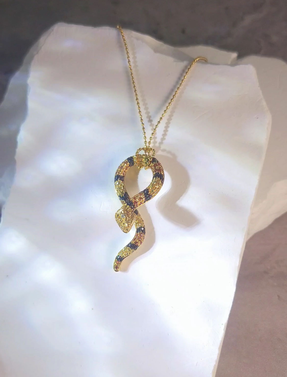 Yellow Sapphire Snake Diamond Pendant-BEO00001431