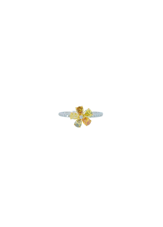 Yellow Diamond Floers Ring-WK4162