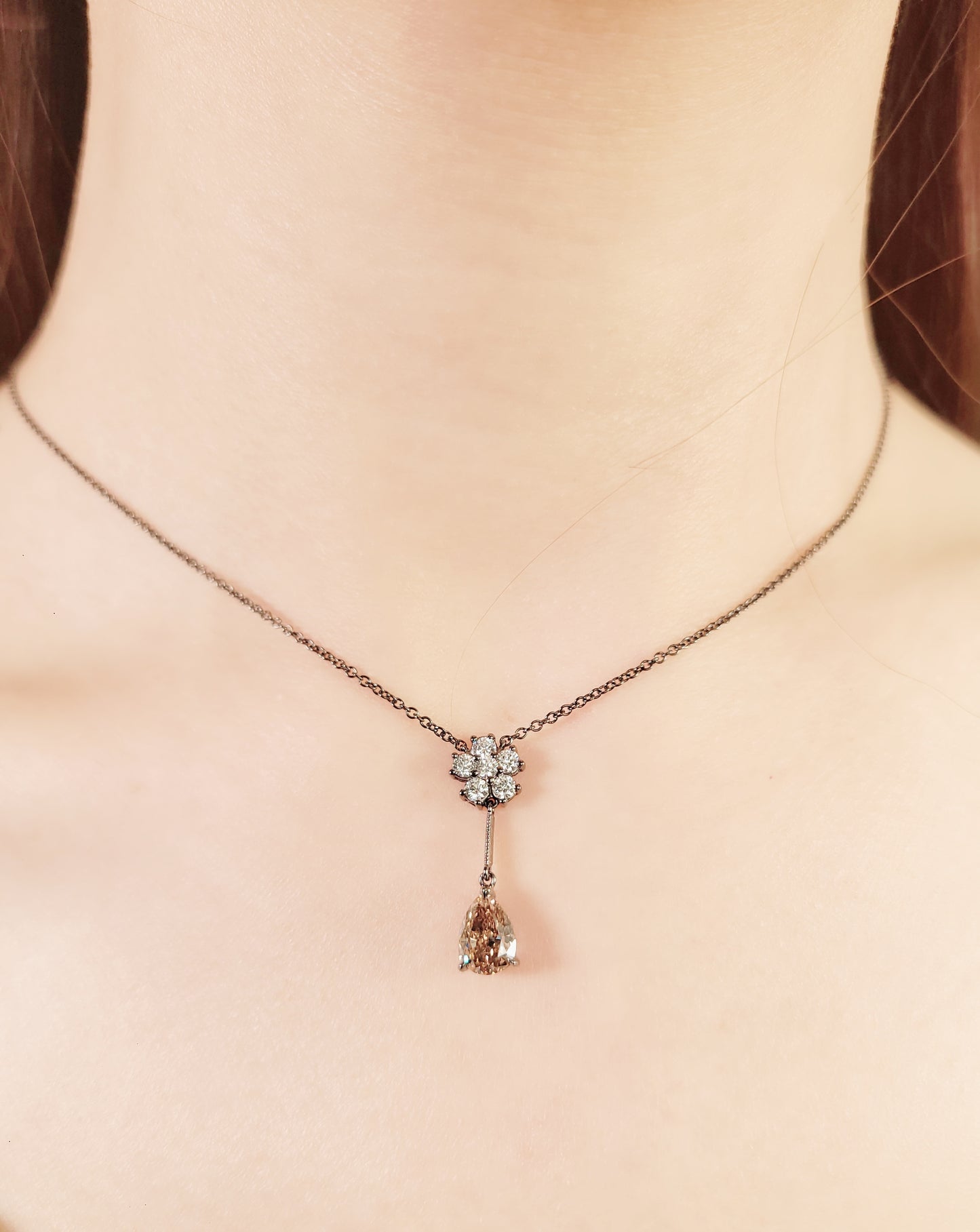Champagne Color Diamond Necklace-ZAO00003786