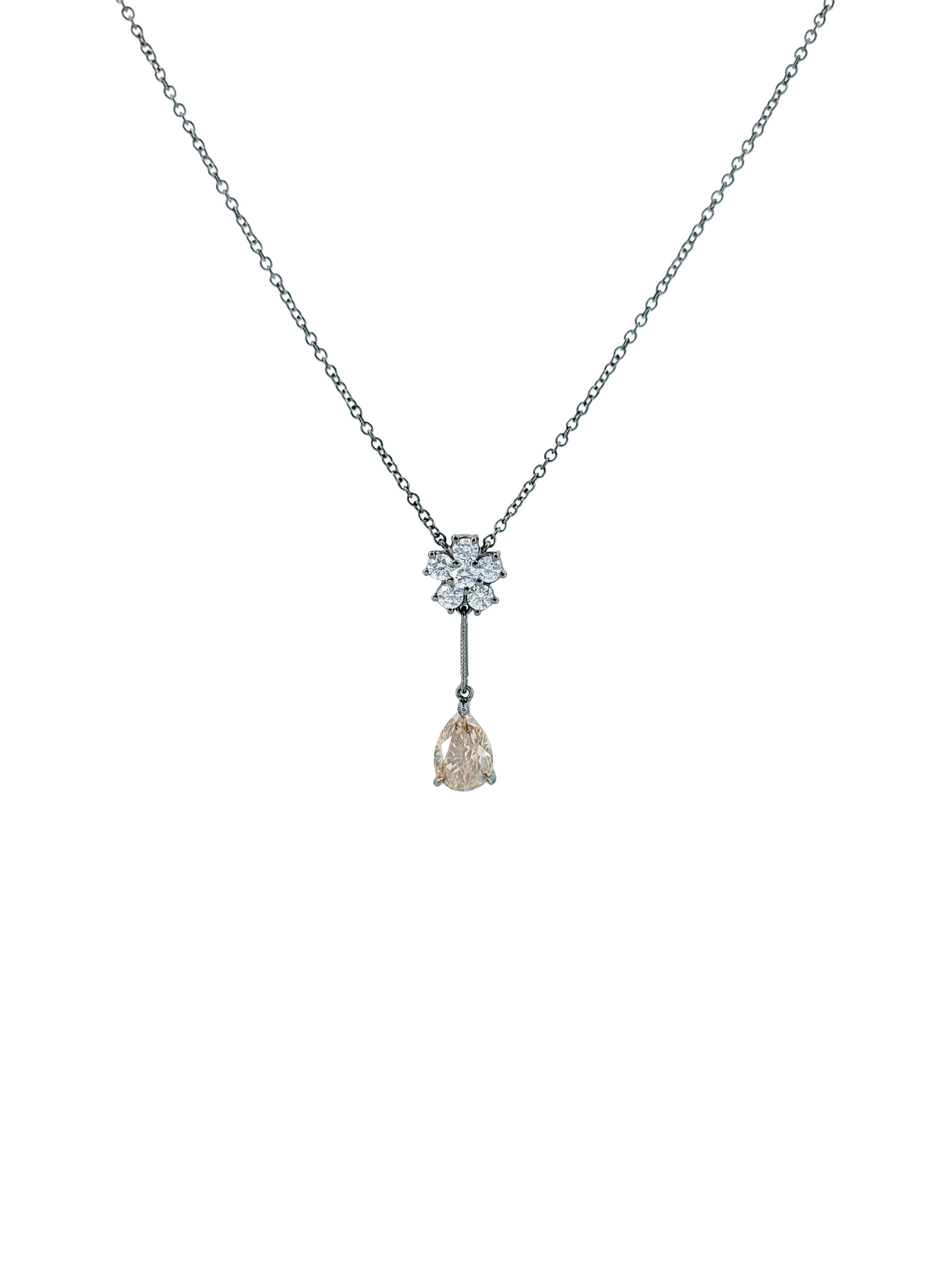 Champagne Color Diamond Necklace-ZAO00003786