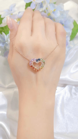 Rainbow Sapphire & Diamond Heart Pendant-WK3856