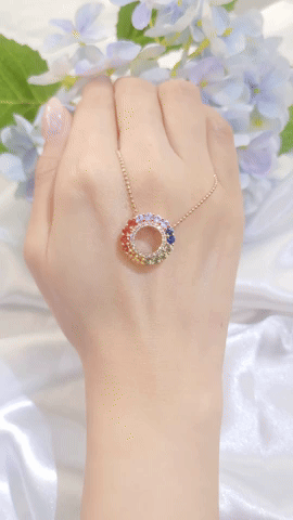 Rainbow Sapphire & Diamond Pendant-WK3850
