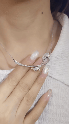 Ribbon Diamond Necklace-WK3946