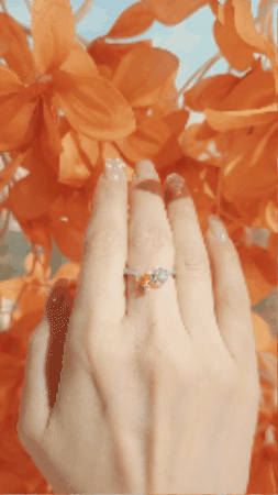 Yellow Diamond Floers Ring-WK4174