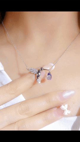 Bird Sapphire Diamond Necklace-WK3345