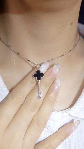 Onyx, Diamond & Blue Sapphire Key Pendant -WK3593