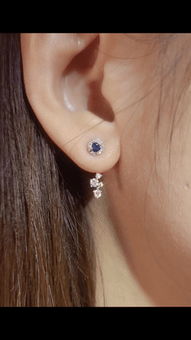 Blue Sapphire Diamond Earrings-WK4186@