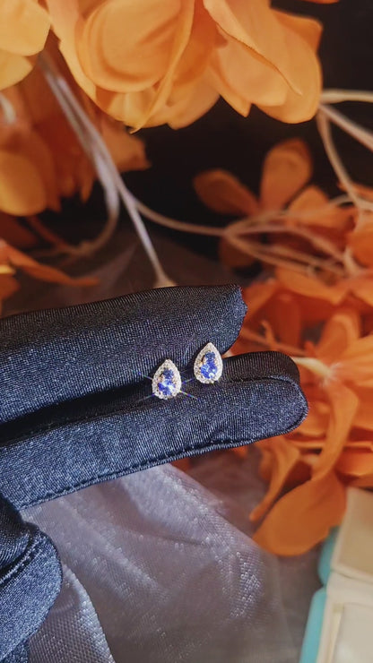 Blue Sapphire & Diamond Earrings-BCO00001749