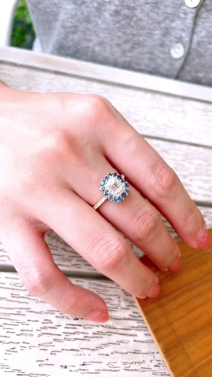 Blue Sapphire and Diamond Ring-WK3487