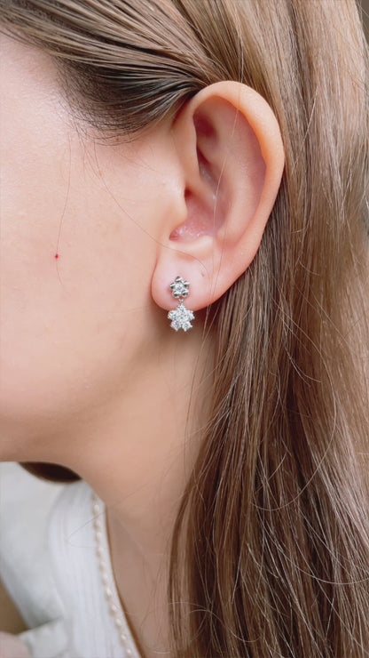 Natural Diamond Flower Drop Earrings-ZCO00006383