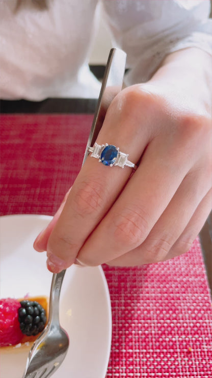 Blue Sapphire and Diamond Ring-BFO00001798