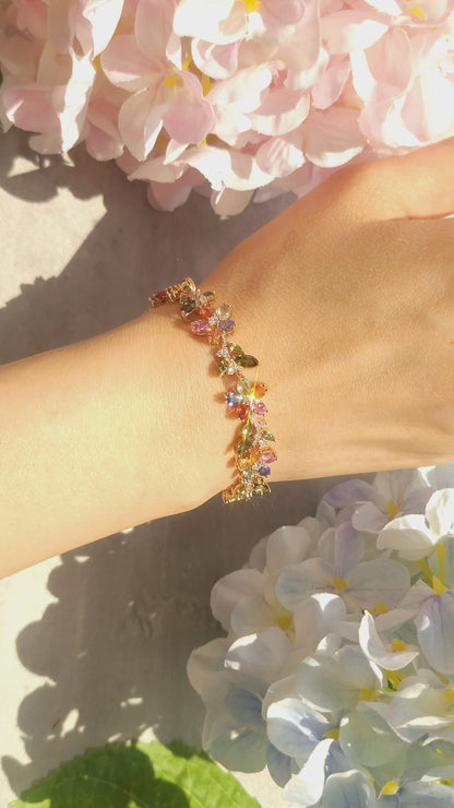 Multi Color Sapphire Natural Diamond Bracelet-WK3947