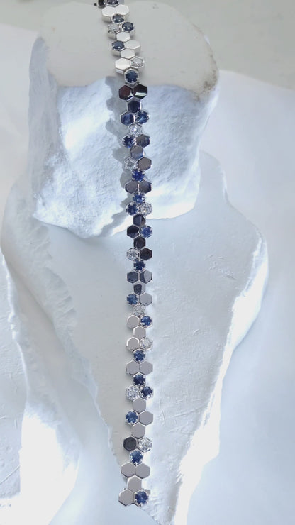 Blue Sapphire and Diamond Bracelet-WK3995