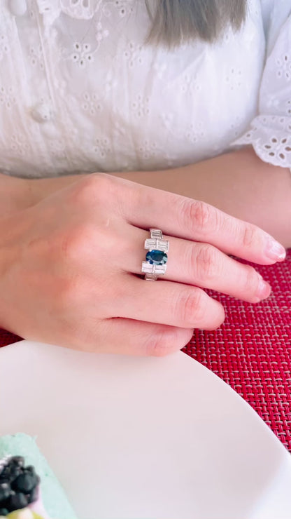 Blue Sapphire & Diamond Ring-BFO00001604