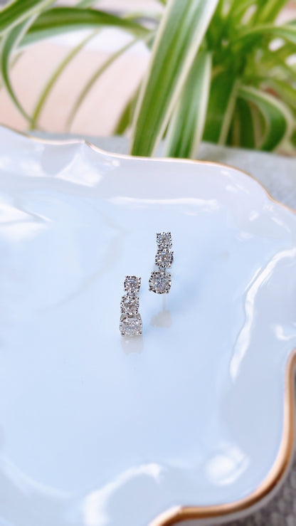 3 Stones Diamond Earrings-WK3334