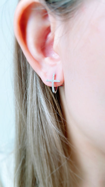 Cross Diamond Earrings (one piece)-WK3691