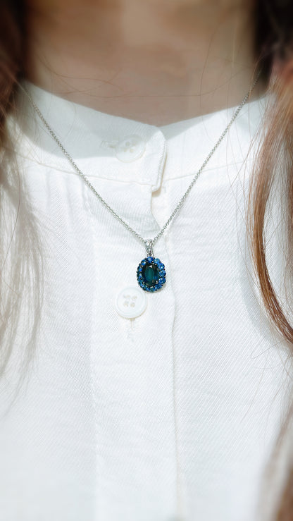 Blue Sapphire & Diamond Pendant-WK3342