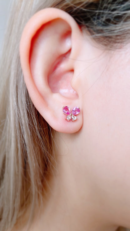 Pink Sapphire and Diamond Butterfly Earrings-WK3699