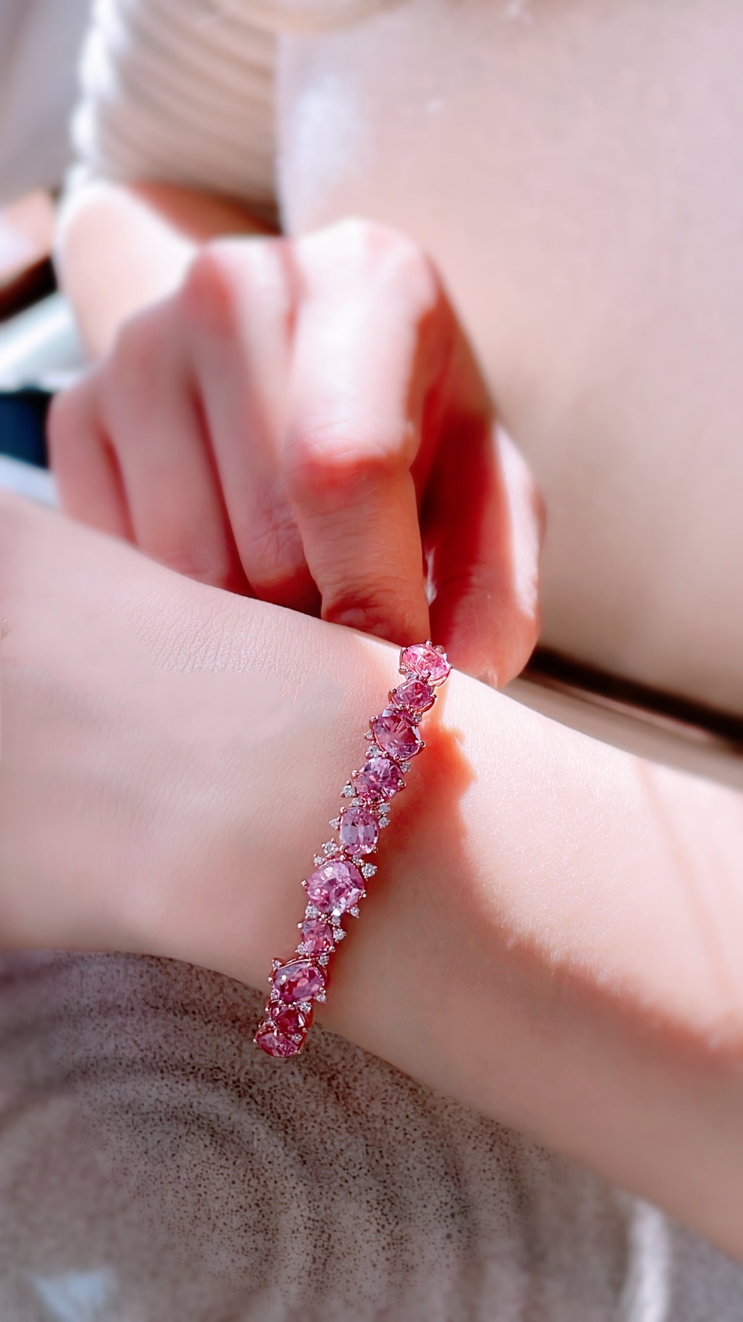 Pink Spinel and Diamond Bangle-WK3663