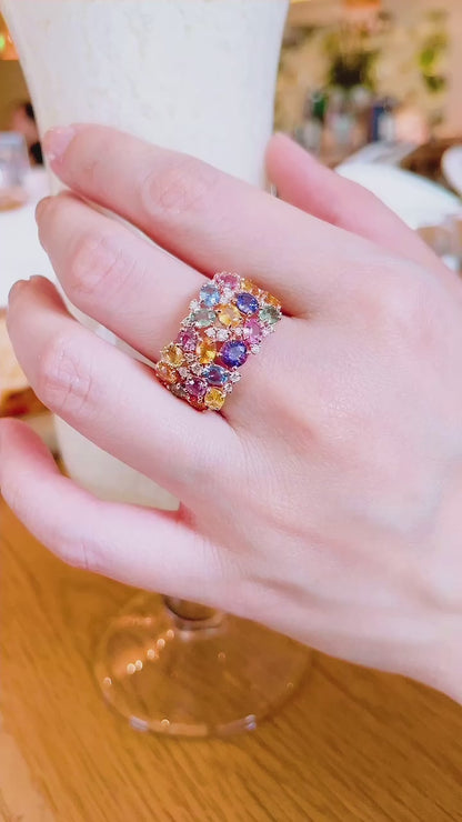 Multi-Color Sapphire & Diamond Ring-WK3766
